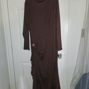 Elegant Brown Long Sleeve Dress